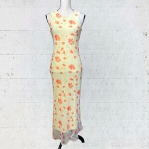 VTG 90s Y2K My Michelle Maxi Butter Yellow Floral Chiffon Overlay Fairycore 5/6